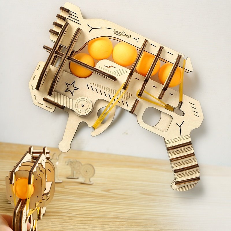 Table Tennis For Kids - Houten DIY gemonteerde rubberbandpistool model tafeltennis